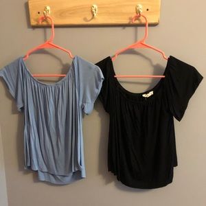 Two off the shoulder shirts